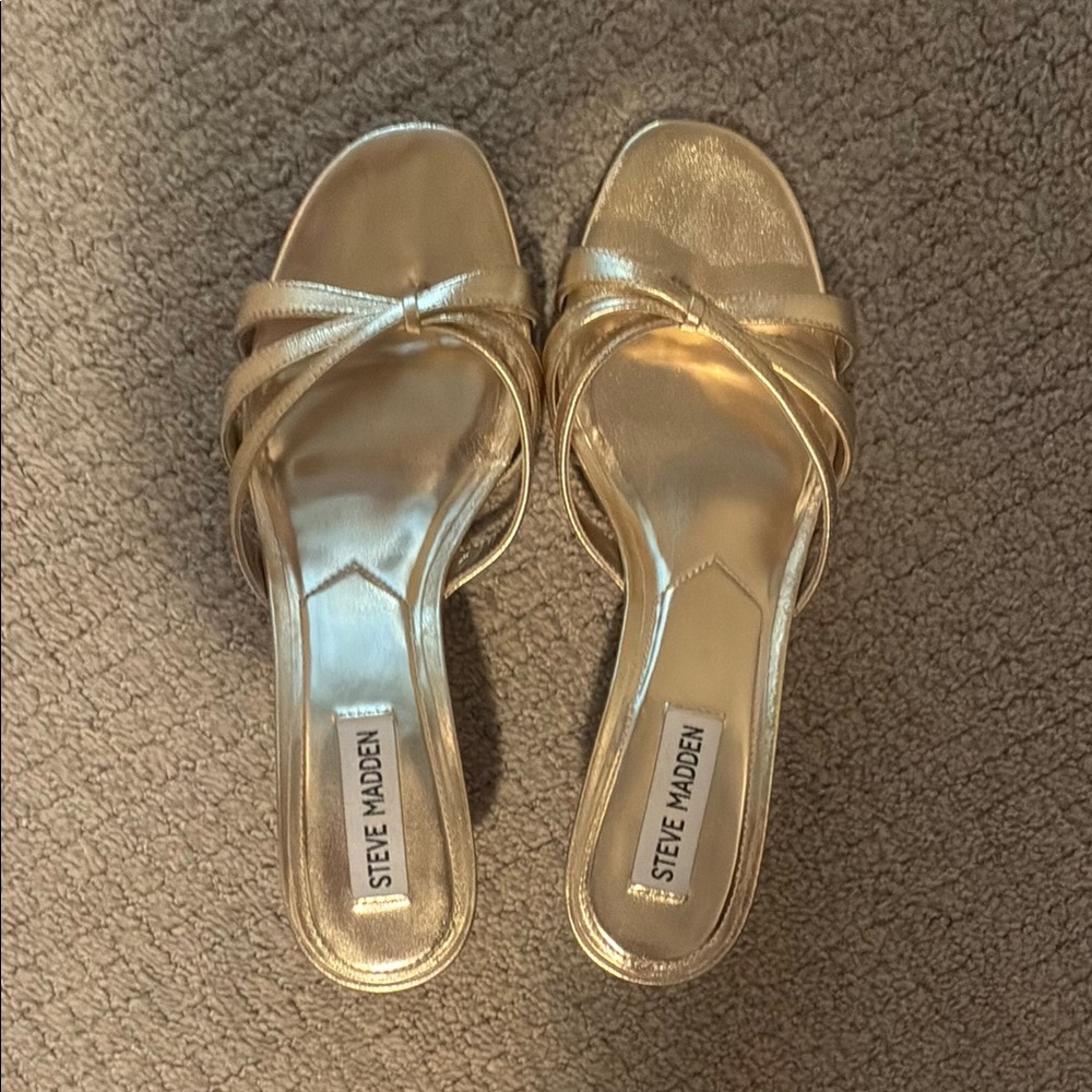 Steve Madden Gold Heels with Strappy Design